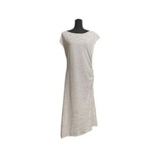 Max Studio Striped Maxi Dress Casual Asymmetric Hem Boat Neck XL